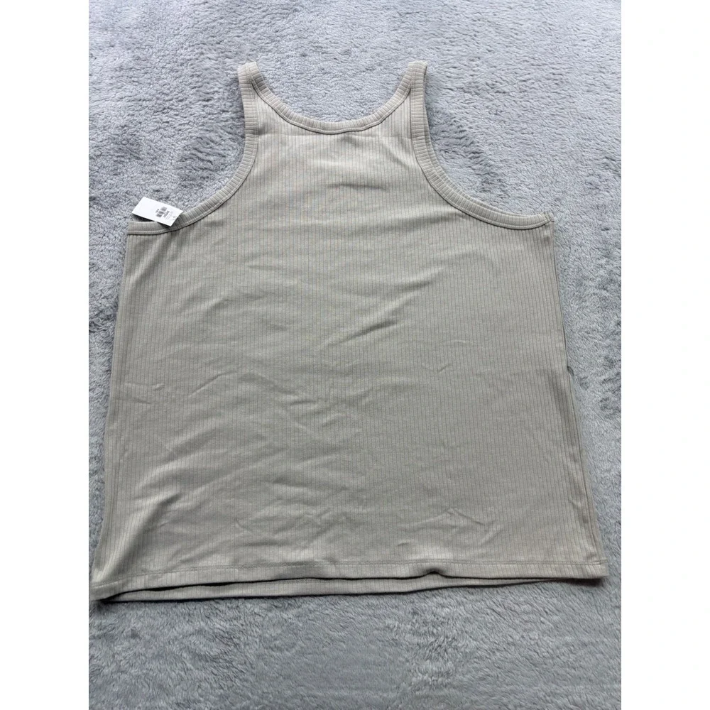 GAP Mens XXL Ribbed Tank Top Beige Tan Sleeveless Scoop Neck Basic New - Picture 3 of 6
